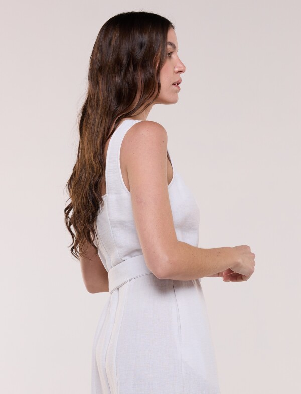 Vestido Midi Camisero Con Cinto CRUDO