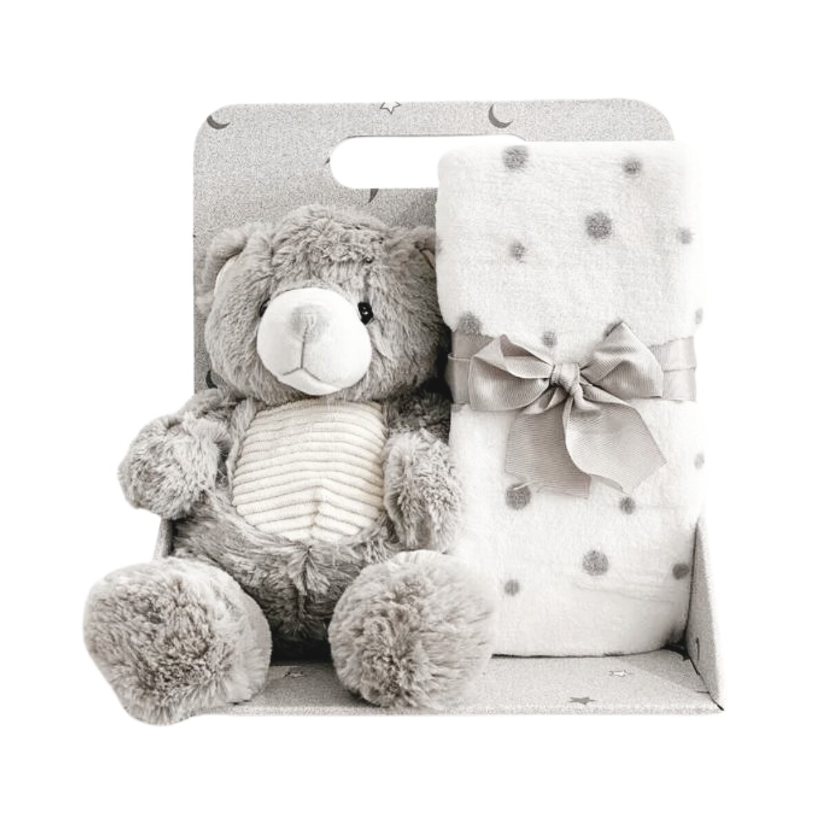 Set Osito de Peluche y Manta Polar Infantil - GRIS 