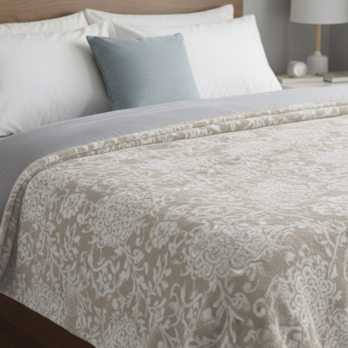 Frazada Polar King Size Home Class 240 x 260 cm - FLOR BEIGE 