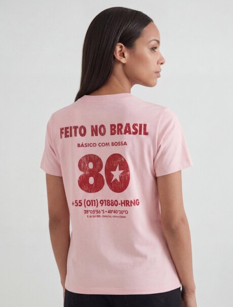 CAMISETA MANGA CORTA CON ESTAMPA - BLANCO ROSADO