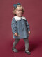 Vestido Cuello Marinero Bordado Gris Azulado