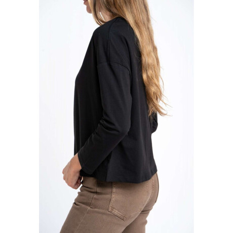 Remera Manga Larga Algodon Elastano Negro