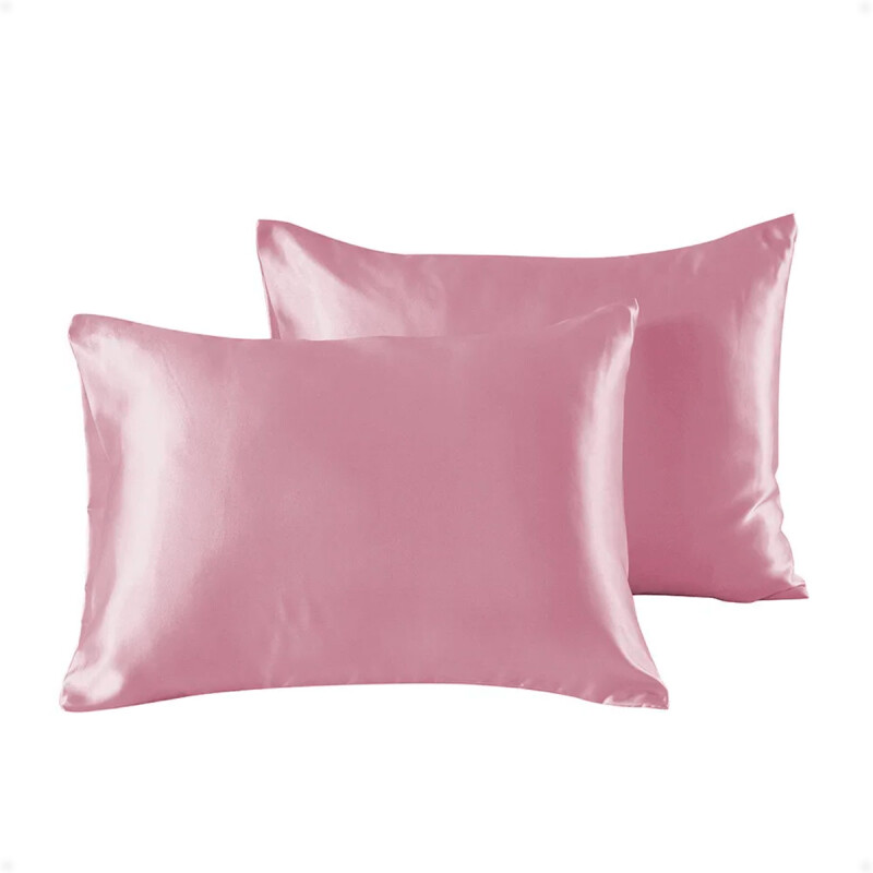 Funda Almohada De Satín Satén Tipo Seda Suave Rosa