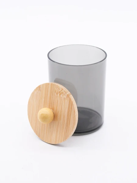 ORGANIZADOR DE ALGODÓN CON TAPA BAMBU GRIS
