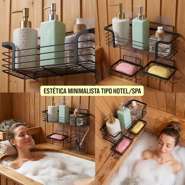 Set x5 Estante Organizador Baño Accesorios Con Adhesivos IMBACK Color Negro Set x5 Estante Organizador Baño Accesorios Con Adhesivos IMBACK Color Negro