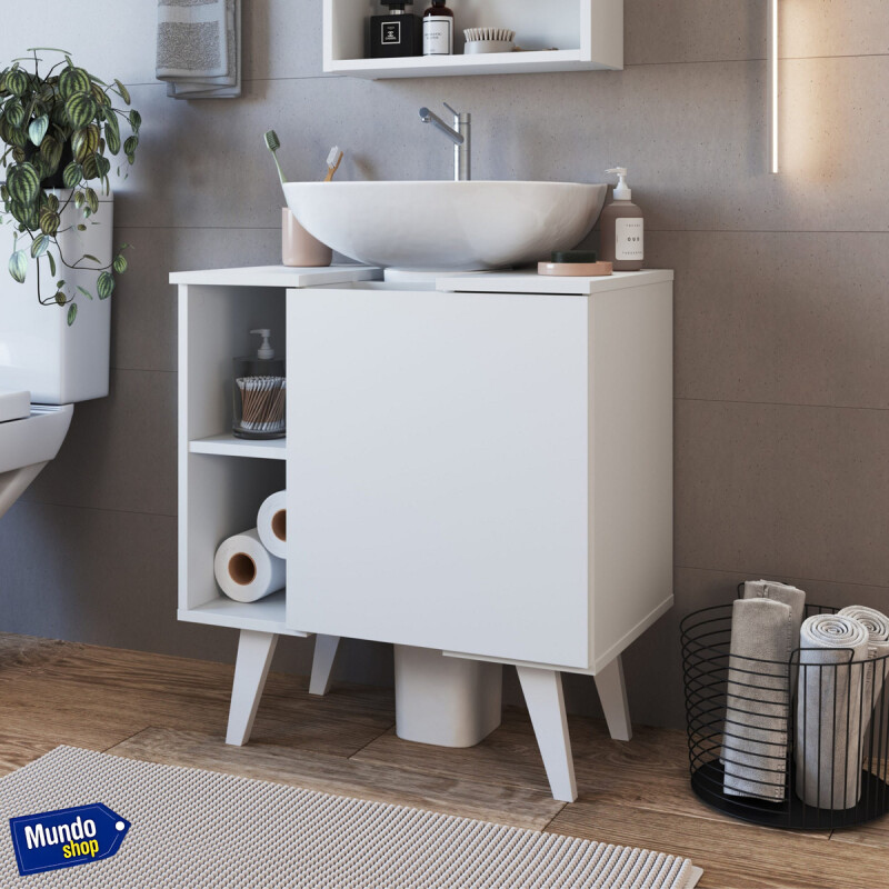 Mueble De Baño Para Bacha De Apoyo Gabinete Blanco
