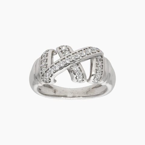 Anillo en plata 925 con circonias entrelazadas Anillo En Plata 925 Con Circonias Entrelazadas