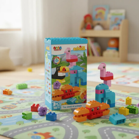 Bloques de Construcción JDLT Mundo Animal 50 Pzas Multicolor