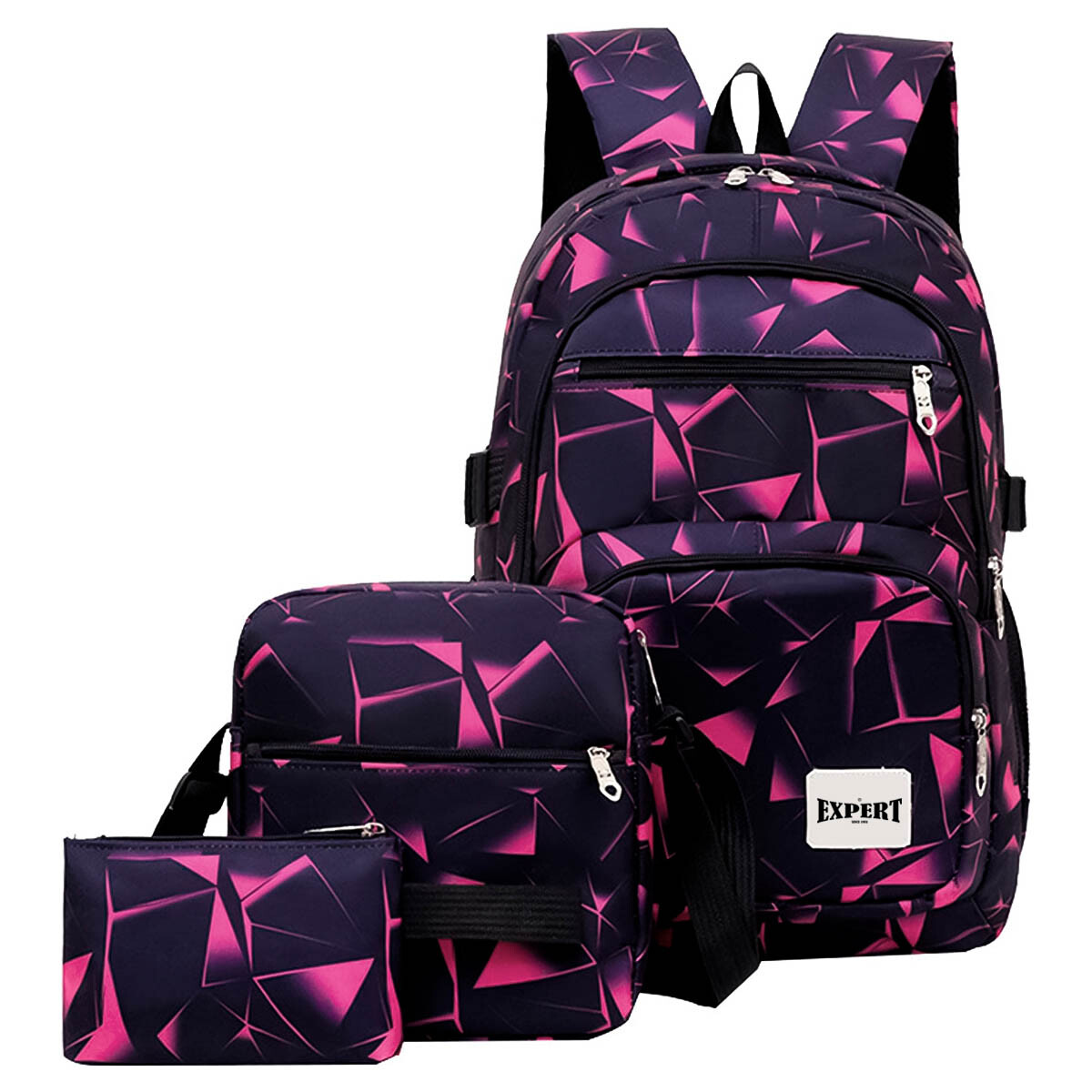 Set x3 Mochila Escuela Juvenil 18'' Expert - Rosa 