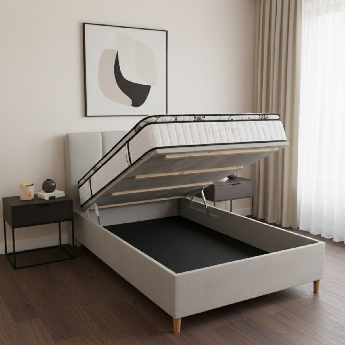 Sommier Baúl Smartbox 1 plaza 90x190 Bronze - Gris 