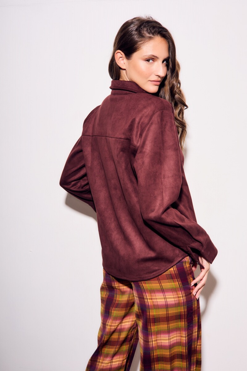 Camisa Gamuza Cuero Vegano Bordeaux