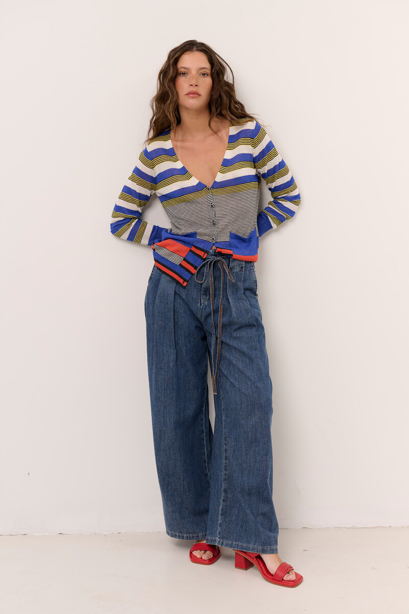 CARDIGAN BLINK RAYAS AZUL