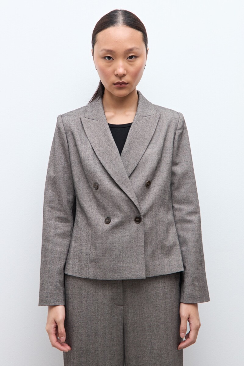 Blazer doble botonadura beige melange