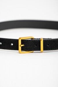 Cinto Cuero Hebilla Cuadrada Negro