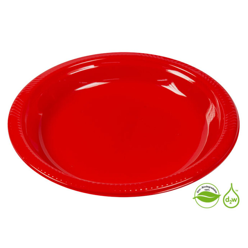 Plato Biodegradable 23cm x10Un Rojo