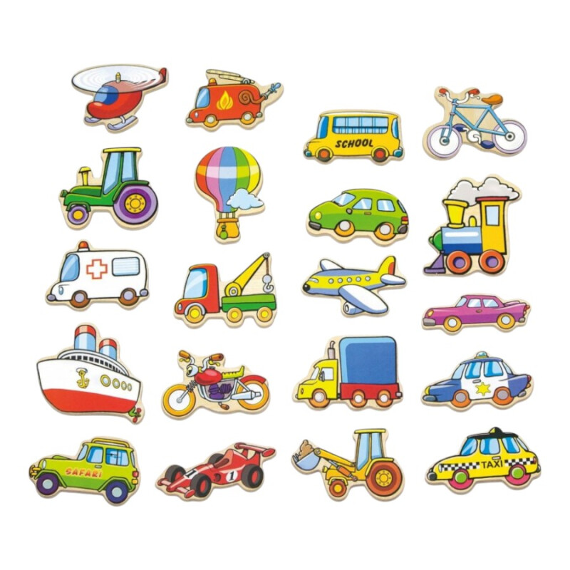 Set Vehículos Magnéticos Madera Viga Set Vehículos Magnéticos Madera Viga