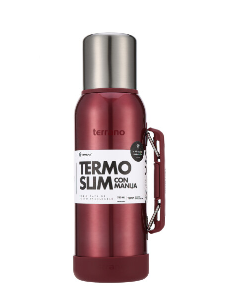 Termo Slim 750mL. con Base Silicona Rojo Metalizado