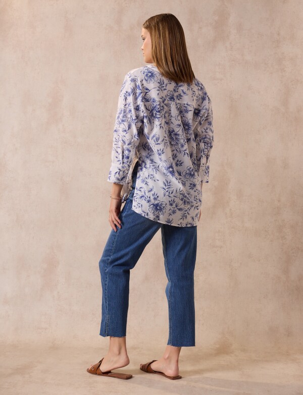 Blusa Printed BLANCO/AZUL