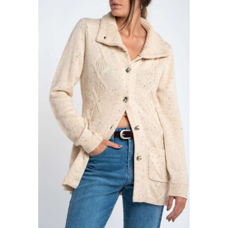Cardigan Solapa Beige Melange