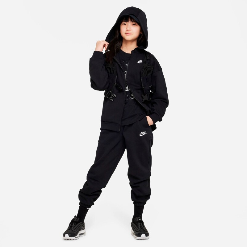 Abrigo Nike Sportswear Club Fleece Ovrszd Con cierre de Niños Negro