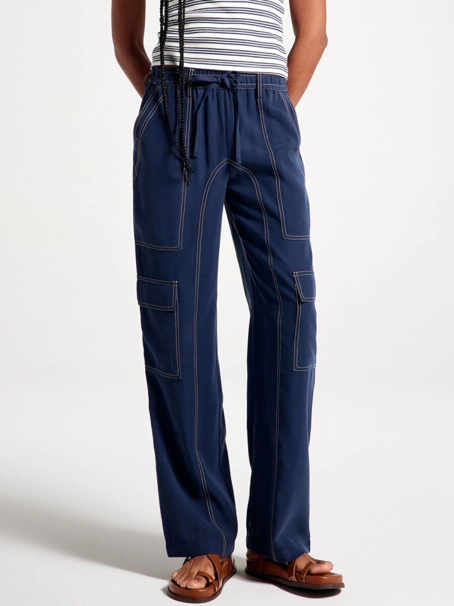 PANTALÓN CARGO MODELO RECTO - AZUL 