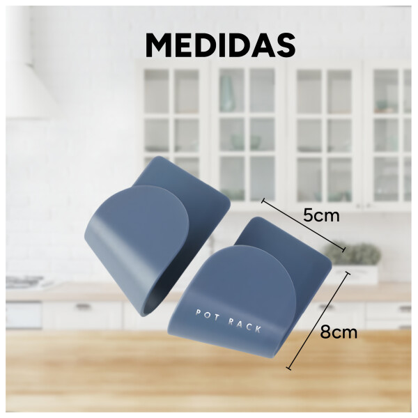 Soporte Organizador Para 2 Tapas de Olla Adhesivo Pared Color Azul