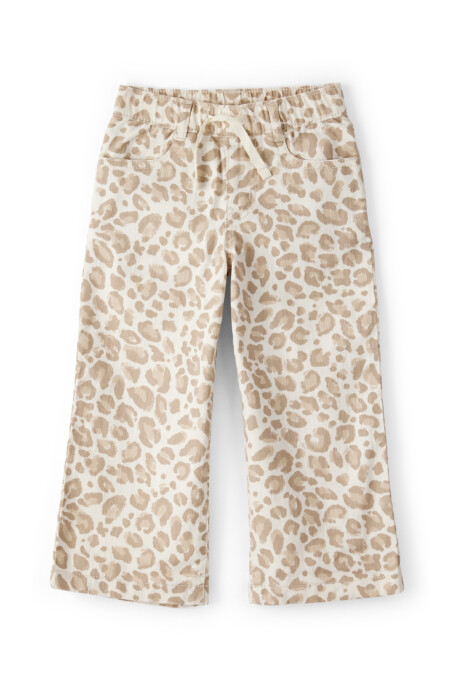 Pantalón jean, pierna ancha, diseño leopardo Sin color
