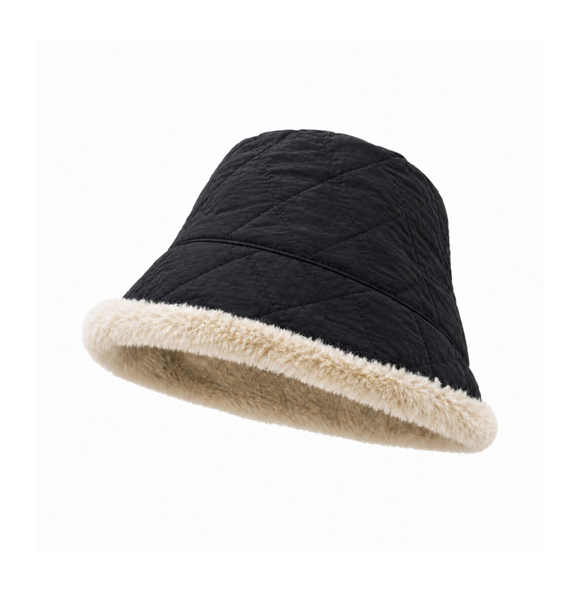 Gorro piluso puffer con corderito - Negro 