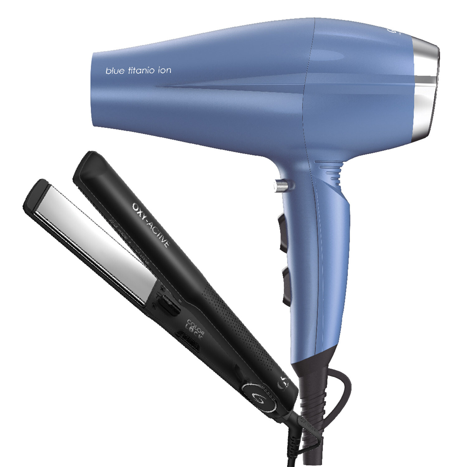 Combo Gama Planchita G-Style Gse Secador Blue Titanio