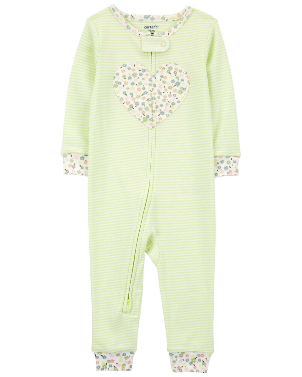 Pijama una pieza de algodón, estampa corazón 