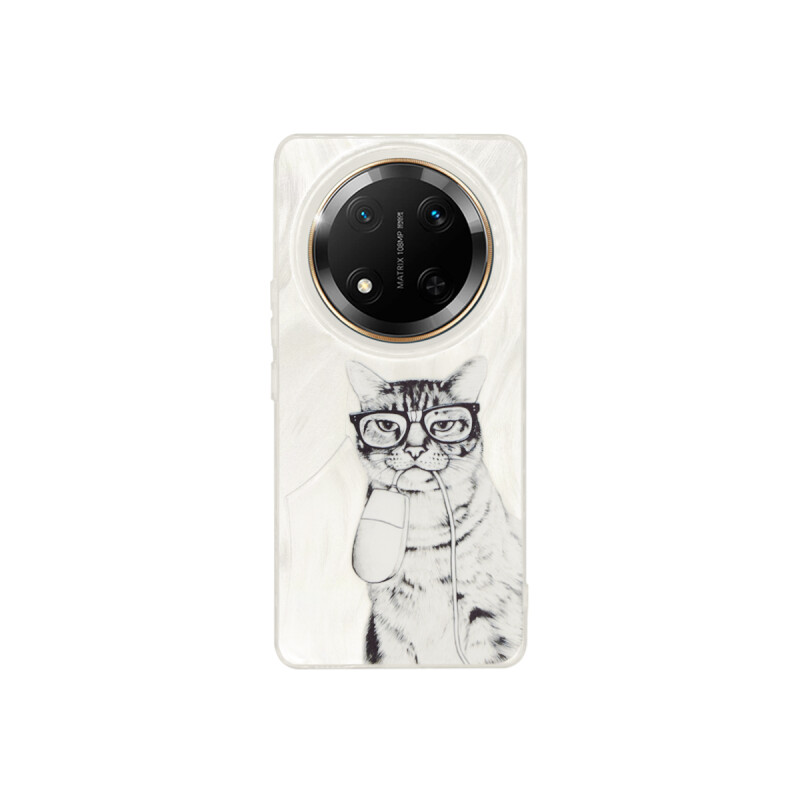 Protector para Honor Magic7 Lite plateado diseño gato Protector Para Honor Magic7 Lite Plateado Diseño Gato