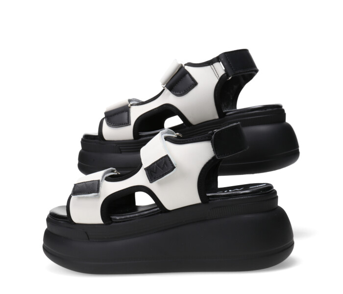 Sandalia SAIGNON con velcros y plataforma Offwhite/Black