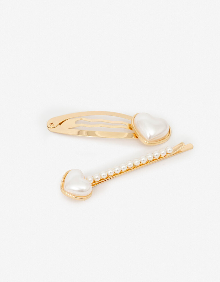 Horquillas con Accesorios Perla Set De Hebillas Con Perlas - Combinacion Bicolor