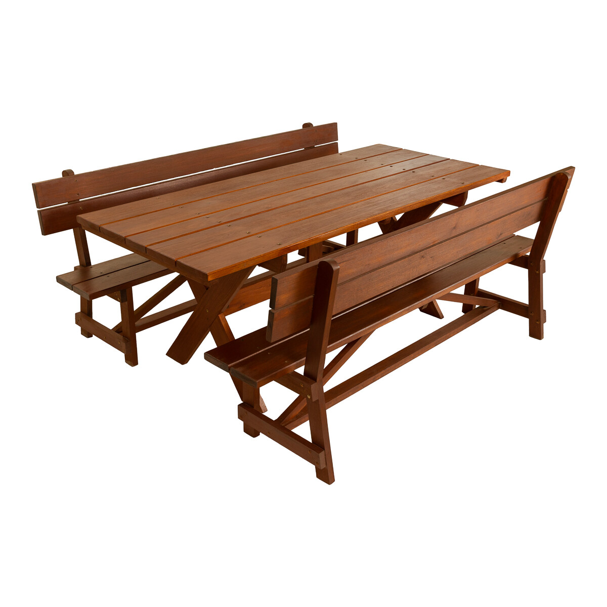 Juego de Barbacoa o Comedor Exterior con 4 banos C/ respaldo 