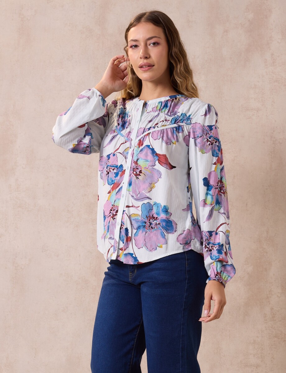 Blusa Botones - Blanco/multi 