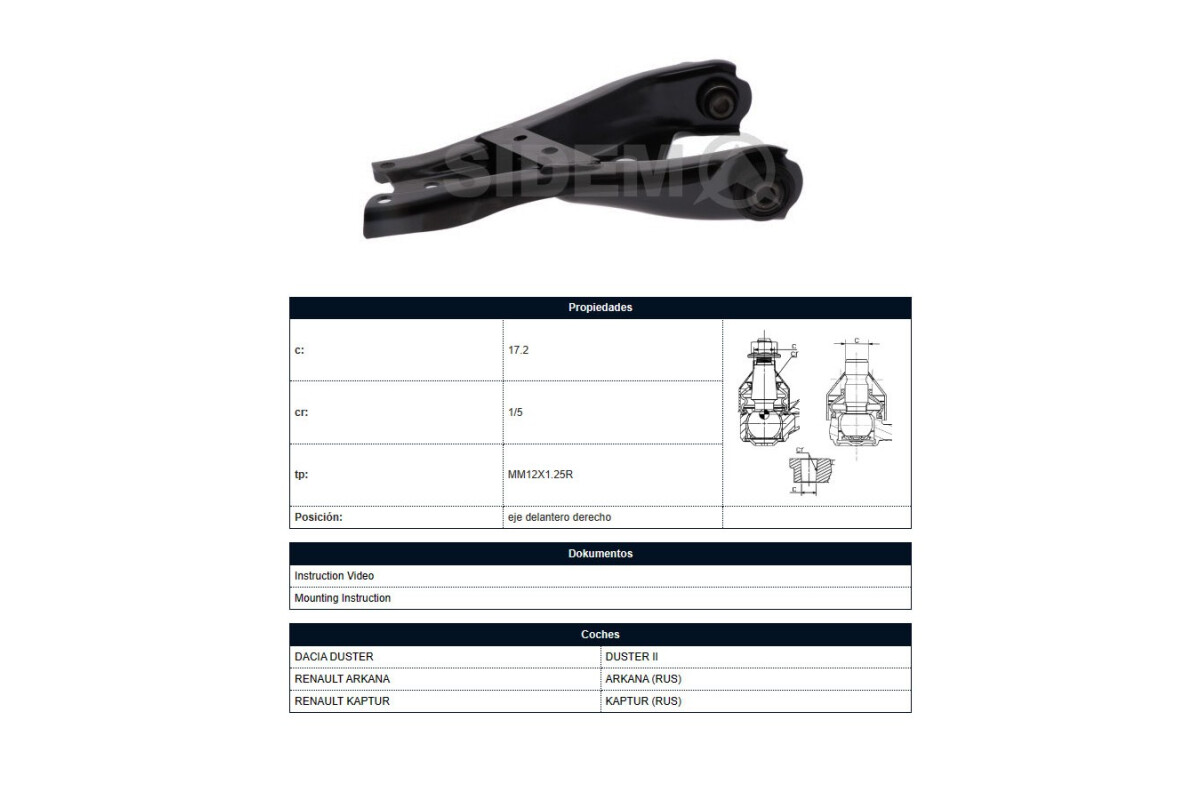 Parilla De Suspension Delantera Renault Duster/Oroch 21-25 Der Parilla De Suspension Delantera Renault Duster/Oroch 21-25 Der