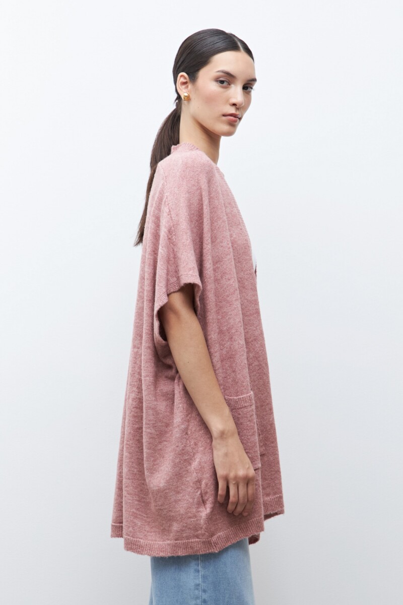 Ruana clásica rosa melange
