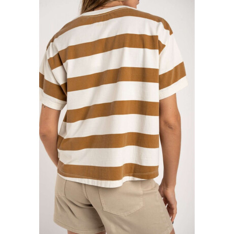 Remera Algodon Lavado Raya Camel Camel