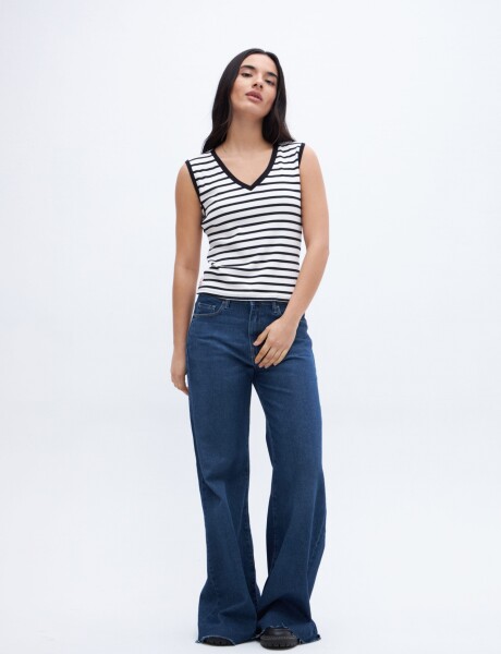 Musculosa Moira Rayas negra