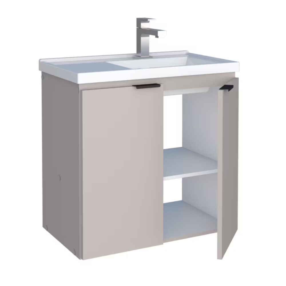 Mueble de baño suspendido Aster beige 60cm con bacha de resina Mueble De Baño Suspendido Aster Beige 60cm Con Bacha De Resina