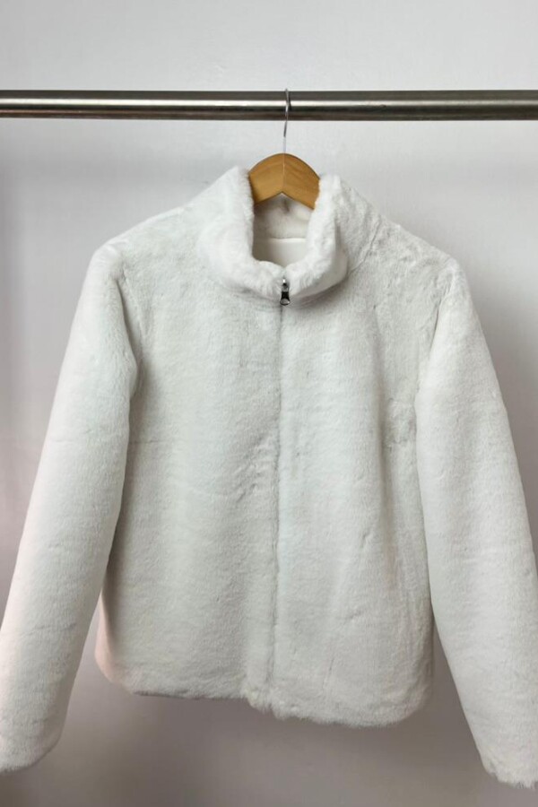 CHAQUETA REVERSIBLE CORTA CON CIERRE BLANCO