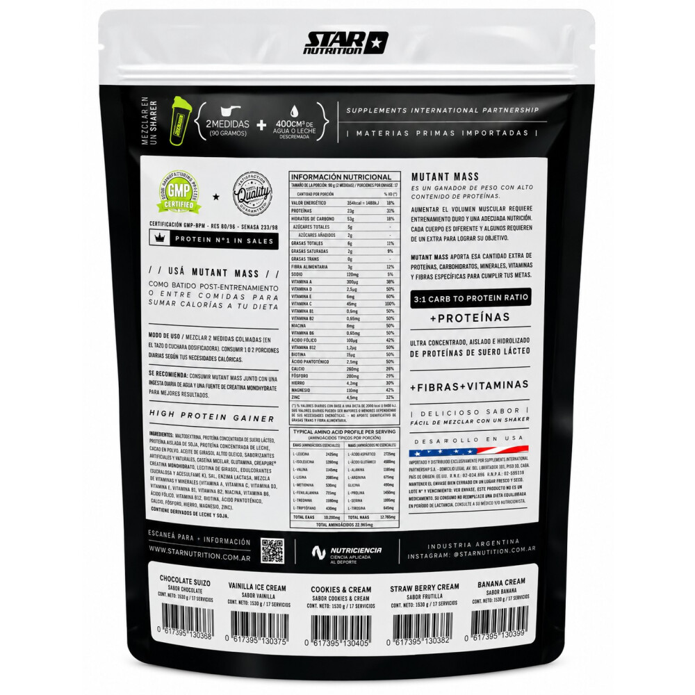 Mutant Mass Cookies & Cream 1.5 kg Star Nutrition Mutant Mass Cookies & Cream 1.5 kg Star Nutrition