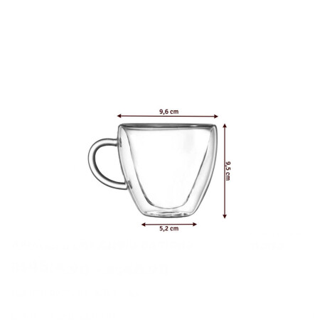 Taza De Vidrio Doble Pared Corazón 200ML Taza De Vidrio Doble Pared Corazón 200ML