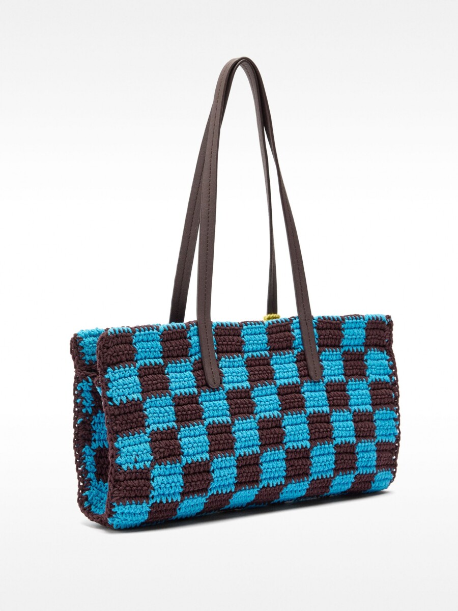 Bolso Tote De Crochet Con Colgante azul