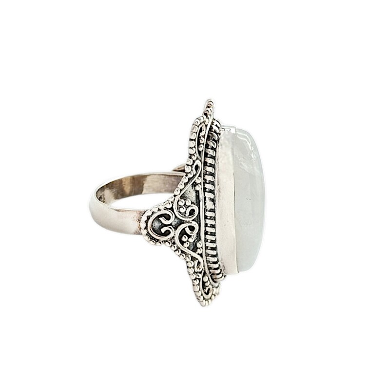 Anillo Oval-Plata 925 quemada-Piedra Luna-AN3087 conpiedra