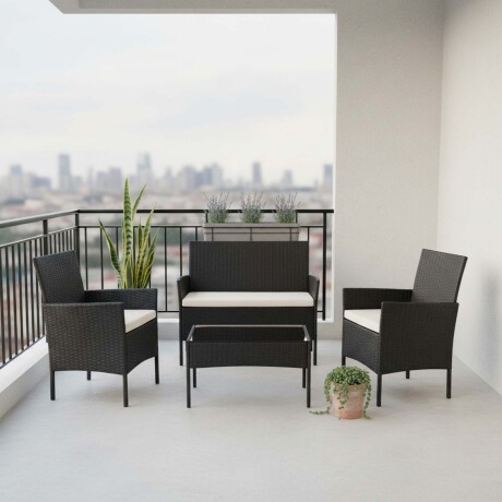 SET LIVING EXTERIOR RATTAN-SINTETICO-Y-ACERO NEGRO APOLO