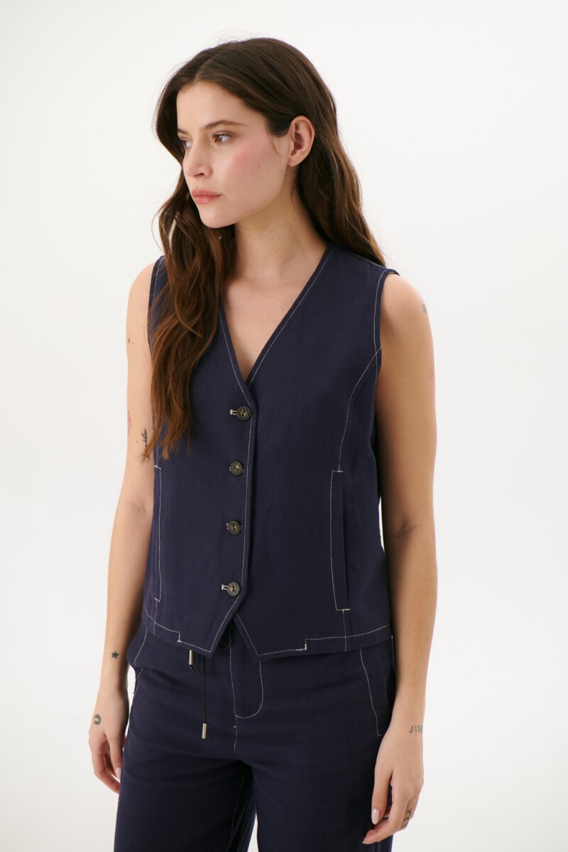 CHALECO LINO ART AZUL