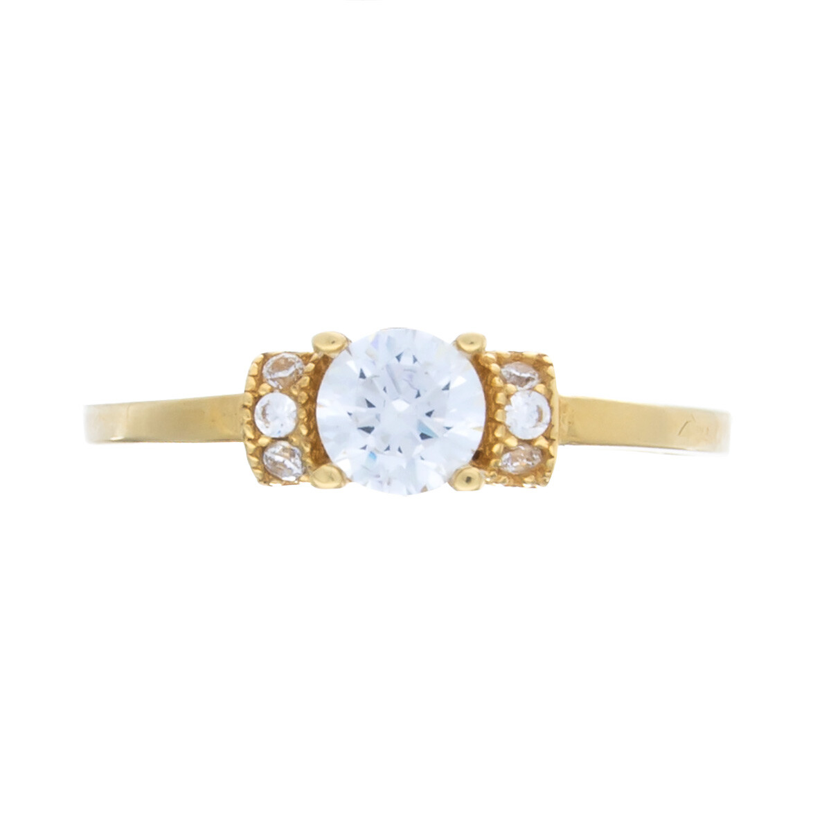 Anillo de oro 18 ktes con circonias Solitario 
