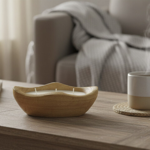 Vela Ovalada con Soporte de Madera 21 x 11 cm U