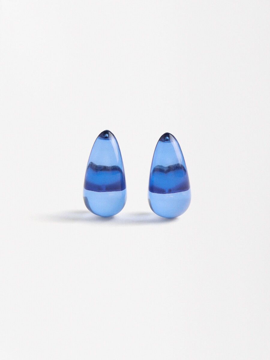 Pendientes Gota De Resina Transparente azul